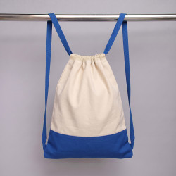 Рюкзак-мешок Cotton из хлопка 170 г, натуральный/синий