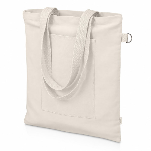 Сумка для покупок Тема из переработанных материалов с наружным карманом, натуральный Сумка для покупок Тема из переработанных материалов с наружным карманом, натуральный