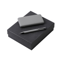 Подарочный набор c ручкой и повербанком 10000 mAh, серый