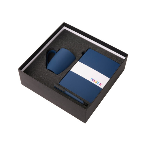 Подарочный набор c блокнотом C2, ручкой и кружкой, темно-синий Подарочный набор c блокнотом C2, ручкой и кружкой, темно-синий