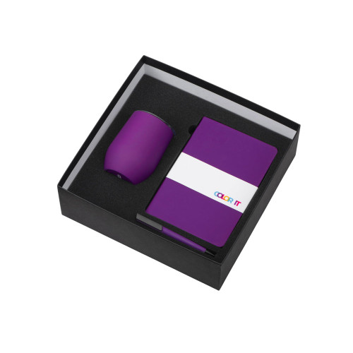 Подарочный набор c блокнотом C2, ручкой и термокружкой, фиолетовый