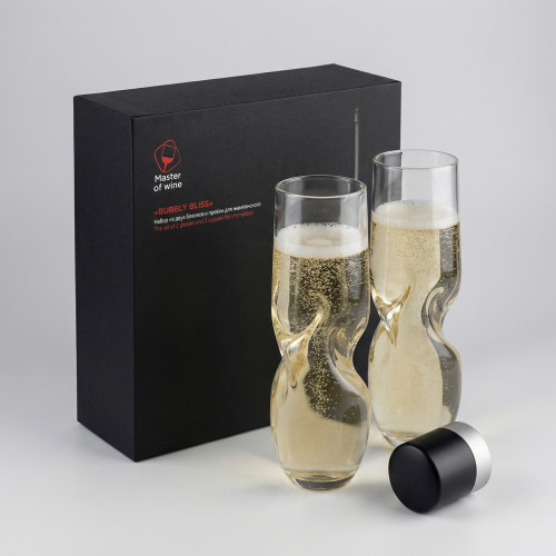 Набор из двух бокалов и пробки для шампанского Bubbly Bliss Набор из двух бокалов и пробки для шампанского Bubbly Bliss
