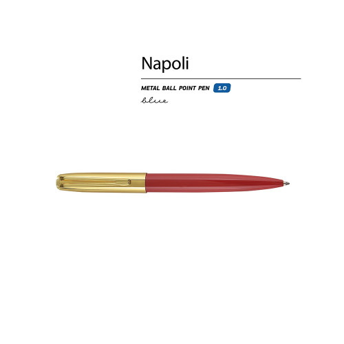 Ручка металлическая шариковая Napoli, красный/золотистый Ручка металлическая шариковая Napoli, красный/золотистый