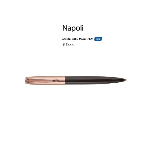 Ручка металлическая шариковая Napoli, коричневый/розовое золото Ручка металлическая шариковая Napoli, коричневый/розовое золото