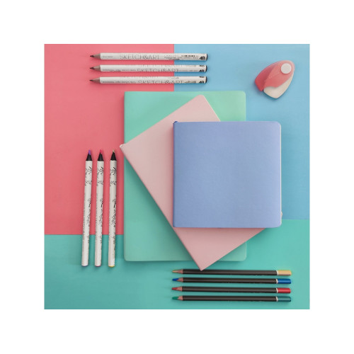 Скетчбук Sketch & Art в мягком переплете 140х210 мм, 100 л. бежевой бумаги 100 гр., мятный