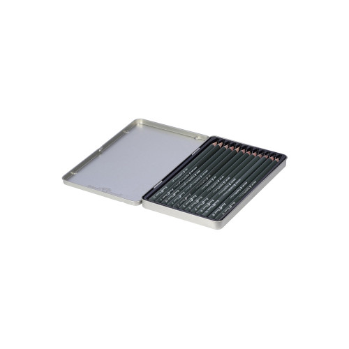 Набор чернографитовых карандашей  Sketch & Art ,12 шт. 2h-9b, металлическая коробка с ложементом Набор чернографитовых карандашей  Sketch & Art ,12 шт. 2h-9b, металлическая коробка с ложементом