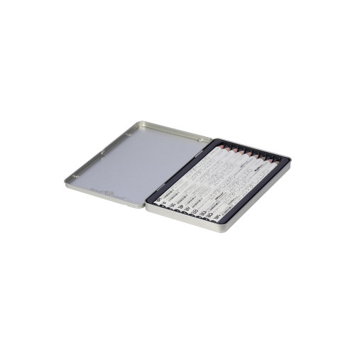 Набор чернографитовых карандашей  Sketch & Art  утолщенные,9 шт. hb-14b,  металлическая коробка с ложементом