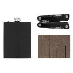 Набор с мультитулом и фляжкой Путешественник 2.0., черный