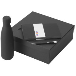 Подарочный набор с блокнотом С1, металлической ручкой и термобутылкой, черный