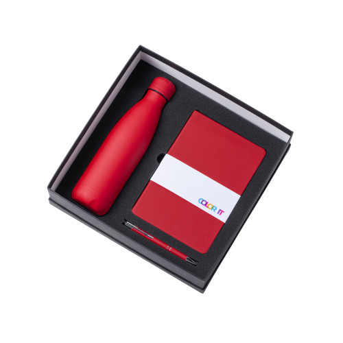 Подарочный набор с блокнотом С3, металлической ручкой и термобутылкой, красный Подарочный набор с блокнотом С3, металлической ручкой и термобутылкой, красный