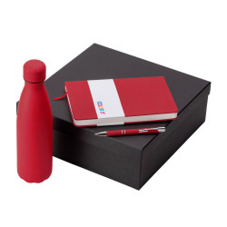 Подарочный набор с блокнотом С3, металлической ручкой и термобутылкой, красный