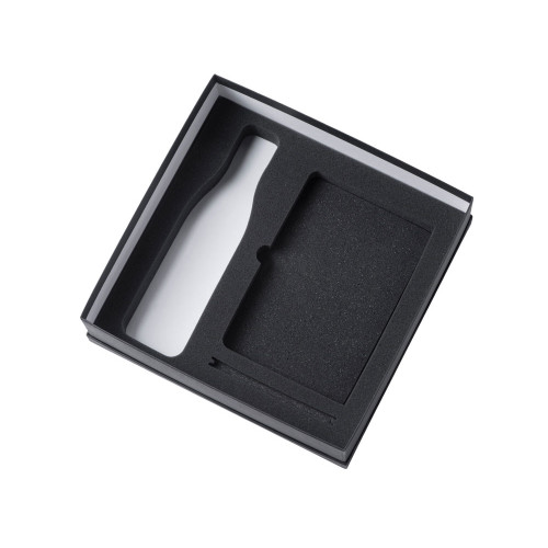 Подарочный набор с блокнотом С3, металлической ручкой и термобутылкой, темно-синий