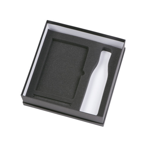 Подарочный набор с блокнотом С3, металлической ручкой и термобутылкой, темно-синий