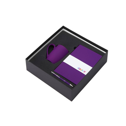 Подарочный набор с блокнотом С1, металлической ручкой и кружкой, фиолетовый