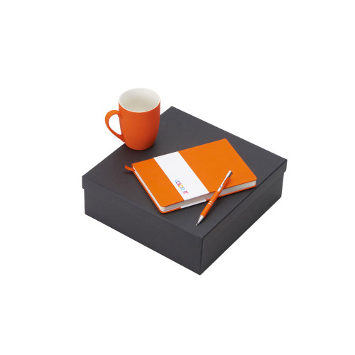 Подарочный набор с блокнотом С3, металлической ручкой и кружкой, оранжевый Подарочный набор с блокнотом С3, металлической ручкой и кружкой, оранжевый