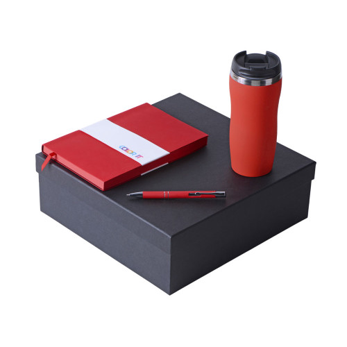 Подарочный набор с блокнотом С1, металлической ручкой и термокружкой, красный Подарочный набор с блокнотом С1, металлической ручкой и термокружкой, красный