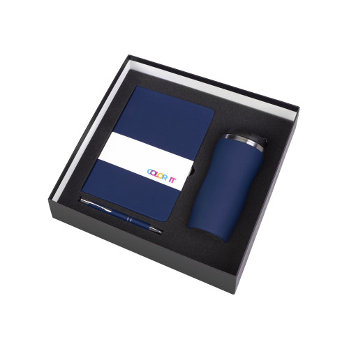 Подарочный набор с блокнотом С1, металлической ручкой и термокружкой, темно-синий Подарочный набор с блокнотом С1, металлической ручкой и термокружкой, темно-синий