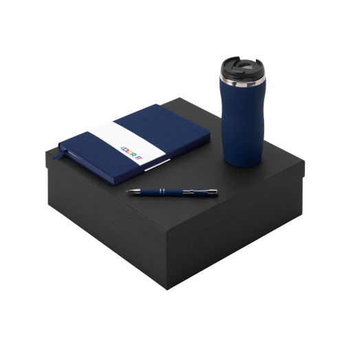 Подарочный набор с блокнотом С1, металлической ручкой и термокружкой, темно-синий Подарочный набор с блокнотом С1, металлической ручкой и термокружкой, темно-синий