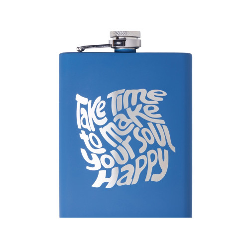 Фляжка 240 мл Remarque soft touch, 304 сталь, синий (гравировка)