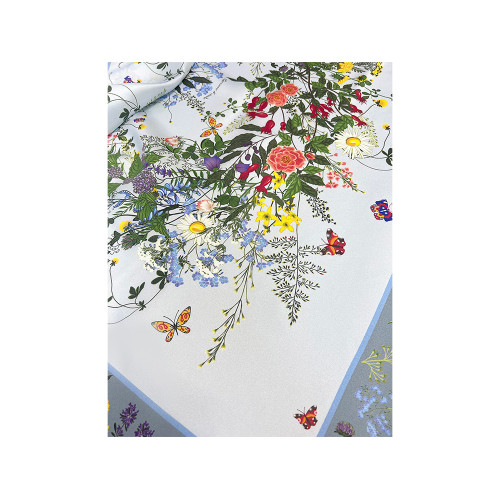 Платок Русский полевой букет, молочный