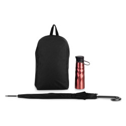 Подарочный набор с бутылкой для воды, зонтом и рюкзаком  Water element , красный