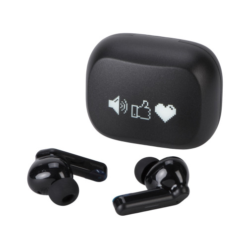 Беспроводные наушники с шумоподавлением c подсветкой лого Lites, черные (гравировка) Беспроводные наушники с шумоподавлением c подсветкой лого Lites, черные (гравировка)