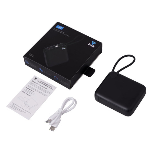 Внешний аккумулятор со встроенным кабелем Liri, QC/PD, 10000 мАч, черный