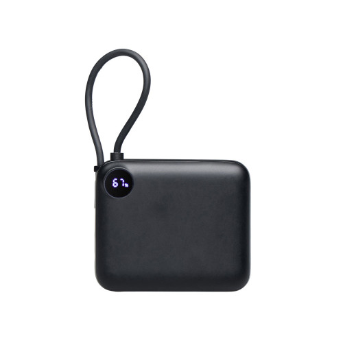 Внешний аккумулятор со встроенным кабелем Liri, QC/PD, 10000 мАч, черный