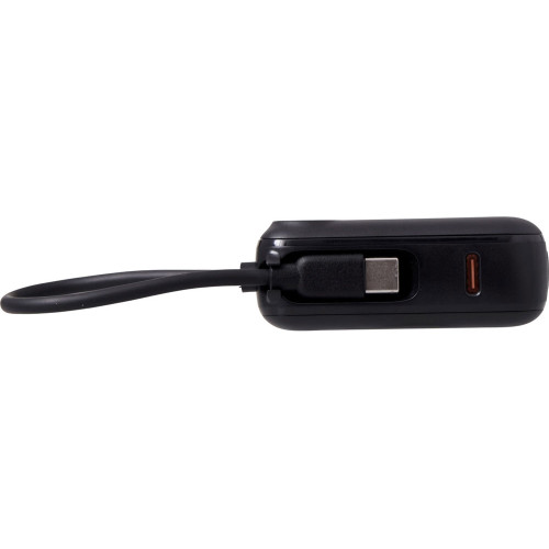 Внешний аккумулятор со встроенным кабелем Liri, QC/PD, 10000 мАч, черный