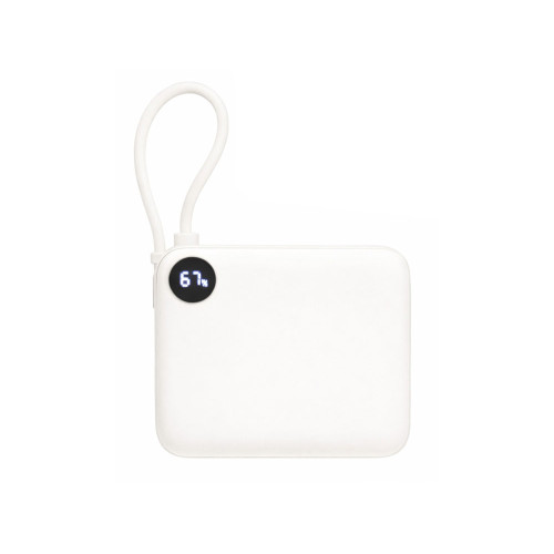 Внешний аккумулятор со встроенным кабелем Liri, QC/PD, 10000 мАч, теплый белый