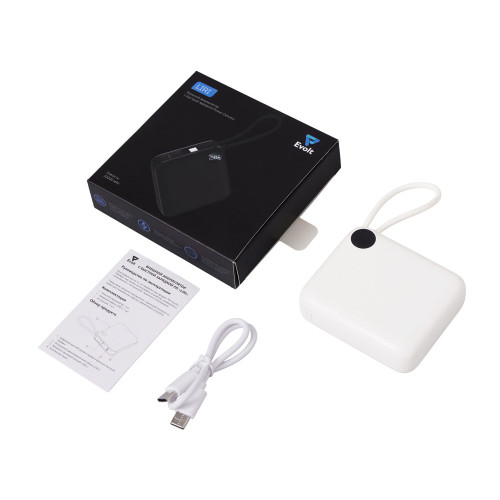 Внешний аккумулятор со встроенным кабелем Liri, QC/PD, 10000 мАч, теплый белый