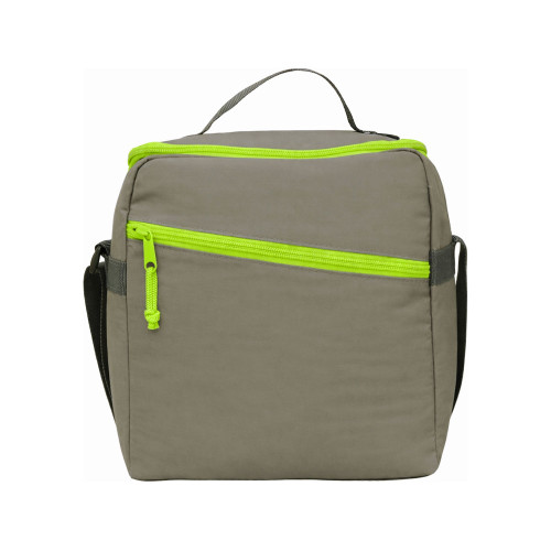 Изотермическая сумка-холодильник Neo Classic c контрастной молнией, серый/зеленое яблоко