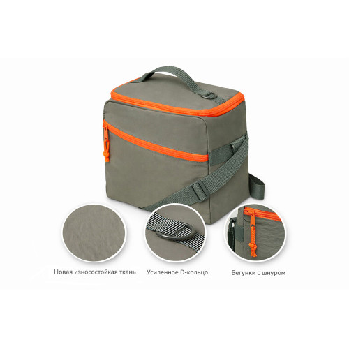 Изотермическая сумка-холодильник Neo Classic c контрастной молнией, серый/оранжевый Изотермическая сумка-холодильник Neo Classic c контрастной молнией, серый/оранжевый