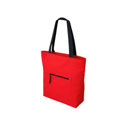 Сумка на молнии Zipper  Neo из хлопка 280 г c карманом на молнии спереди, красный