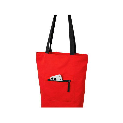 Сумка на молнии Zipper  Neo из хлопка 280 г c карманом на молнии спереди, красный