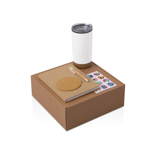 Подарочный набор из пробки с блокнотом, ручкой и термокружкой
