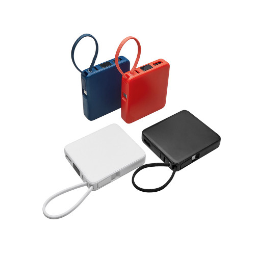 Внешний аккумулятор со встроенным кабелем USB-C Дэнси, 5000 мАч, темно-синий