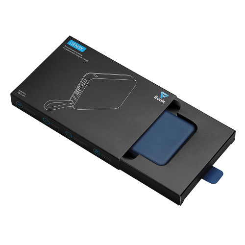 Внешний аккумулятор со встроенным кабелем USB-C Дэнси, 5000 мАч, темно-синий