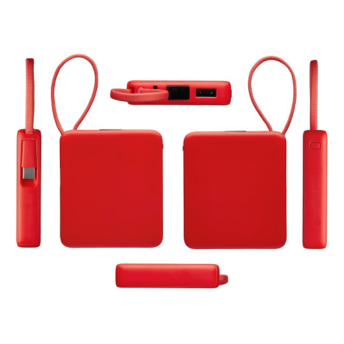 Внешний аккумулятор со встроенным кабелем USB-C Дэнси, 5000 мАч, красный Внешний аккумулятор со встроенным кабелем USB-C Дэнси, 5000 мАч, красный