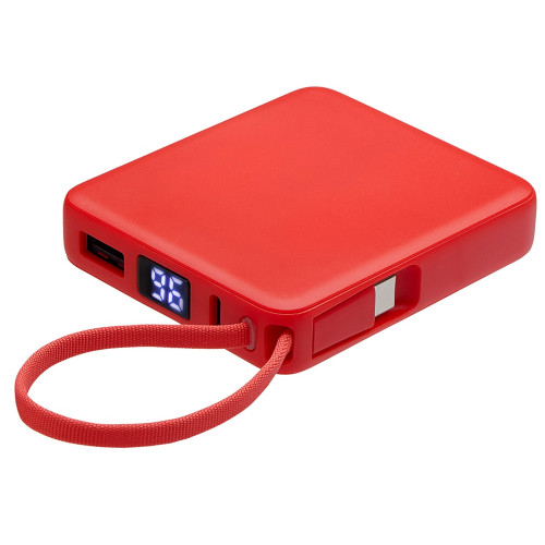 Внешний аккумулятор со встроенным кабелем USB-C Дэнси, 5000 мАч, красный Внешний аккумулятор со встроенным кабелем USB-C Дэнси, 5000 мАч, красный