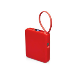 Внешний аккумулятор со встроенным кабелем USB-C Дэнси, 5000 мАч, красный