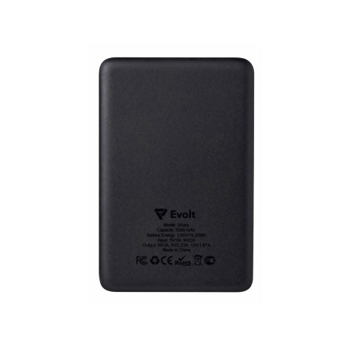 Внешний аккумулятор с QC/PD Шарп, 5000 мАч, черный