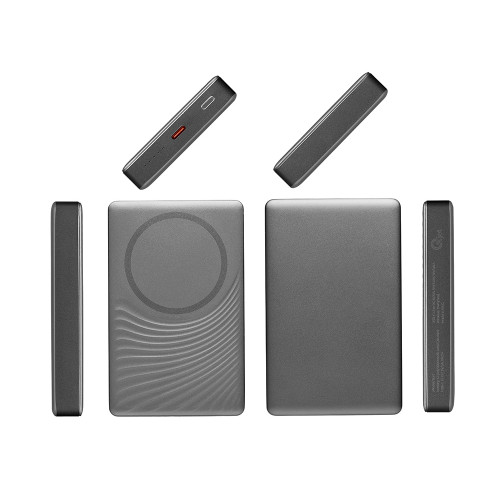 Магнитный беспроводной внешний аккумулятор, QC/PD Сёрф, 10000 мАч, серый