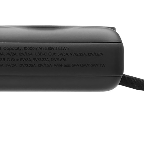 Магнитный беспроводной внешний аккумулятор c подсветкой лого Энчант, 10000 мАч, черный