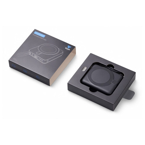 Магнитный беспроводной внешний аккумулятор c подсветкой лого Энчант, 10000 мАч, черный