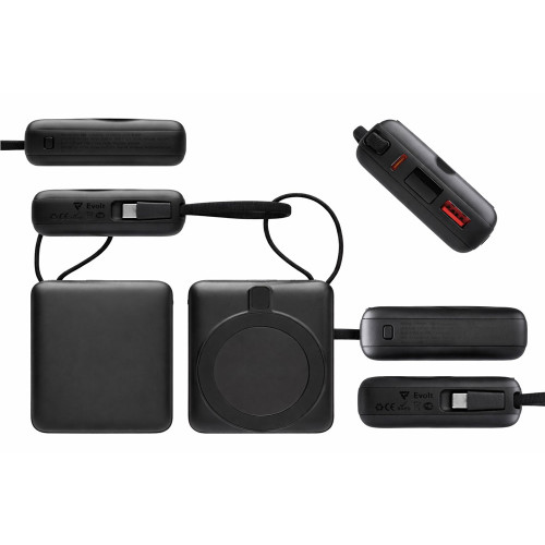 Магнитный беспроводной внешний аккумулятор c подсветкой лого Энчант, 10000 мАч, черный