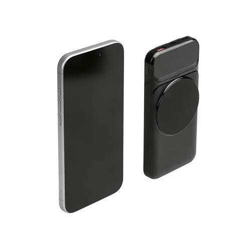 Магнитный беспроводной внешний аккумулятор со встроенными кабелями Мэни,быстаря зарядка, 10000 мАч, черный