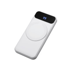 Магнитный беспроводной внешний аккумулятор со встроенными кабелями Мэни,быстаря зарядка, 10000 мАч, белый