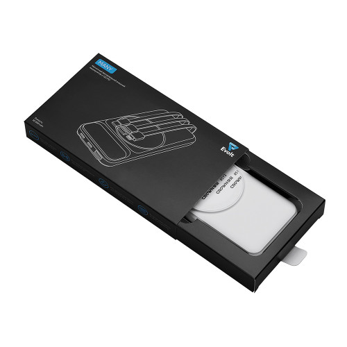 Магнитный беспроводной внешний аккумулятор со встроенными кабелями Мэни,быстаря зарядка, 10000 мАч, белый