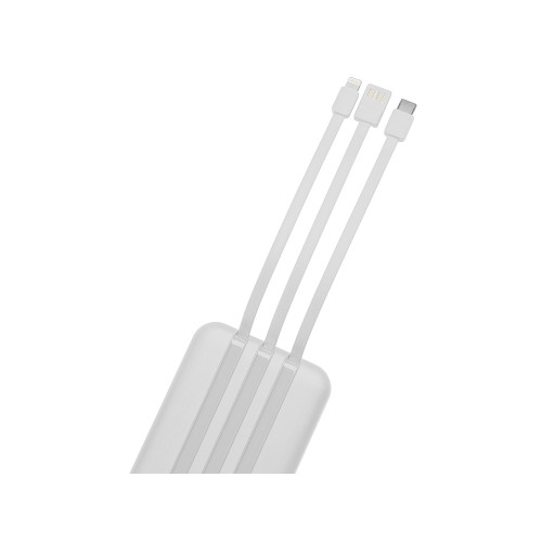 Магнитный беспроводной внешний аккумулятор со встроенными кабелями Мэни,быстаря зарядка, 10000 мАч, белый